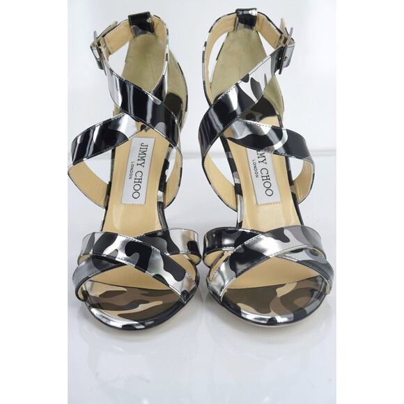 Jimmy Choo Camouflage Metallic Black Lottie Ankle Strap Sandal - Picture 7 of 11